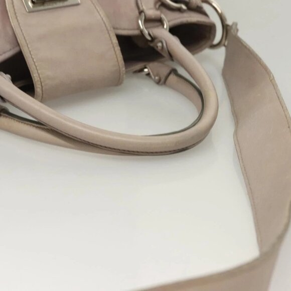 Salvatore Ferragamo Gancini Hand Bag Leather 2way Purple Silver Auth - Picture 6 of 16